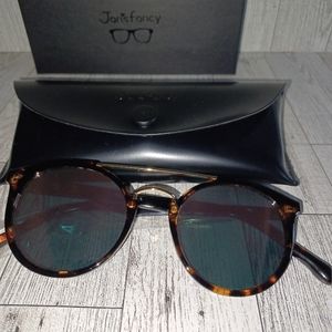 Jan'sfancy Retro Classic Half Round Sunglasses with Case, Bag and Cloth